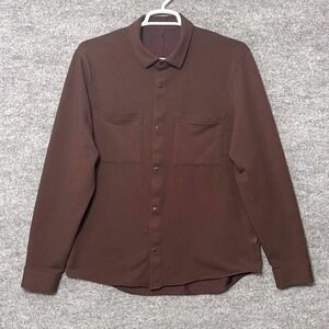 Lululemon Lab Mens Espresso Brown Snap Front Knit Shirt XL LM3F85S